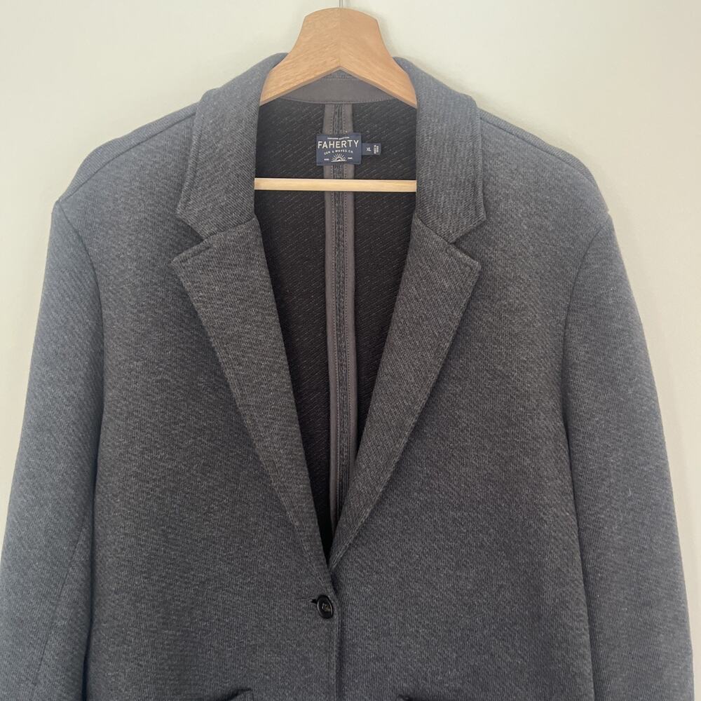 Faherty Inlet Knit Blazer Jacket XL Charcoal Gray Women's Dark Academia - Picture 5 of 8